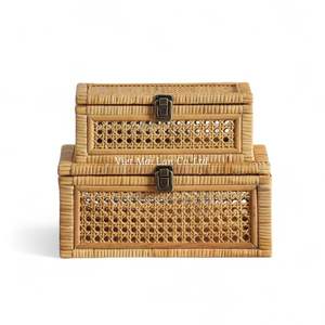 Natural Woven <b>Rattan</b> Bohemian Style Multifunctional <b>Storage</b> <b>Box</b> Handmade Vietnam for Organizing Household Items Eco Friendly - Product Image 1