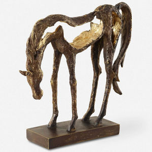 Vente en gros de sculptures élégantes en métal de cerf Sculpture moderne en laiton de cerf sur socle en marbre pour décoration de maison et de bureau de luxe - Product Image 2