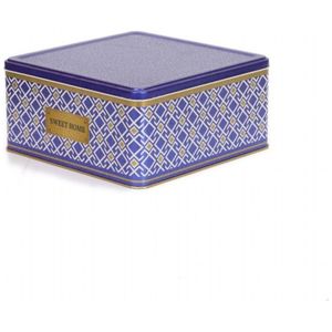 Caja de Almacenamiento Decorativa Kontensan EF02993, con Tapa Deslizante, Diseño Geométrico de Líneas sobre Fondo Azul, 5.8L, Cuadrada, 235x235x110, Patrón Continuo - Product Image 1