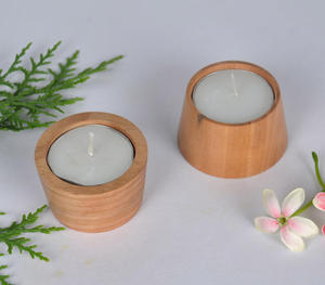 Juego de 2 portavelas de pilar de madera hechas a mano, soporte de luz en T pequeño, madera de mango, MOQ bajo, venta directa de fábrica del fabricante - Product Image 4