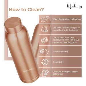 Designer Pure Copper <b>Bottle</b> Hammered Finish Leakproof <b>Water</b> Storage Vessel for Health Benefits Travel <b>Gym</b> Office <b>Bottle</b> - Product Image 2