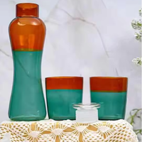 Ensemble de bouteilles en verre élégantes Borotech G-203 Teal Amber, fabriquées à la main en Inde, style américain, avec bouchon push-pull, cadeaux d'affaires, fêtes