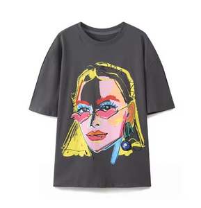 Camiseta estampada para mujer Diseño de logotipo gráfico Tela de algodón Fabricante OEM Proveedor directo - Product Image 1