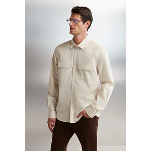 เสื้อเชิ้ตผู้ชาย GRIMELANGE Kelvin ผ้าทอเนื้อหนา ดีไซน์เท่ห์ พร้อมกระเป๋าแบบ Kapakli - Product Image 4
