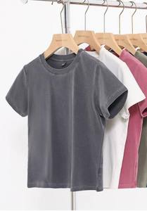 Camiseta delgada de tendencia de alta calidad para mujer 240gs lavada desteñida hecha de algodón comprimido camiseta para hombres DDP Shipping - Product Image 2