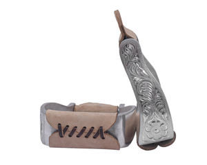 Estribos de espectáculo de campana occidental para adultos de peso pesado, envoltura de cuero de aluminio sólido grabado, productos de caballo de calidad clásica - Product Image 3