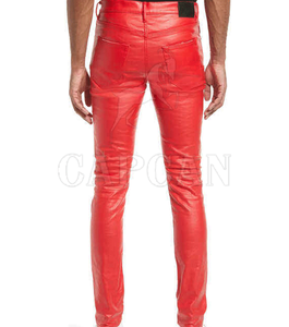 กางเกงเอวกลางเอว100% แท้สำหรับผู้ชายเอวสูงผลิตจากหนังแท้ติดป้ายโลโก้ได้ตามต้องการ - Product Image 3