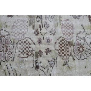 พรมวินเทจขนาด 6.6x9.9 ฟุต พรมตุรกีขนาดใหญ่ พรมขนสัตว์สีขาวลายปะติด - Product Image 5