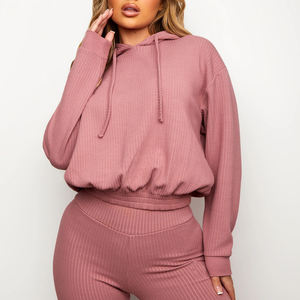 Cotton Polyester Hip Hop <b>Crop</b> Top Casual Streetwear Women Sweatshirt Set Pullover Unisex Women Fleece <b>Crop</b> Top Hoodies - Product Image 2