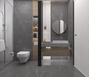 Carreaux de sol en porcelaine émaillée mate aspect pierre gris foncé au design moderne tailles 600x600 et 800x800 Échantillon gratuit disponible pour les chambres - Product Image 2