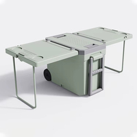 Glacière isotherme portable moderne en plastique avec roulettes pour pique-nique, camping, extérieur, plage, avec 2 chaises