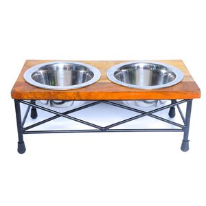 ชามอาหารสุนัขแบบคู่พร้อมขาตั้งยกสูงและชามสเตนเลสแบบถอดได้สำหรับสัตว์เลี้ยง - Product Image 5