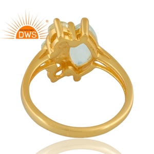 Bague en argent sterling plaqué or 18 carats avec améthyste verte naturelle et topaze blanche au design fait à la main Fournisseur de bijoux au design personnalisé - Product Image 2
