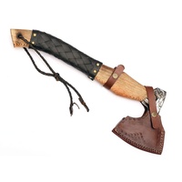 Tête de hache Tomahawk artisanale Jexmoo avec lame en acier inoxydable et manche en bois de rose, étui en cuir pour la chasse et le camping