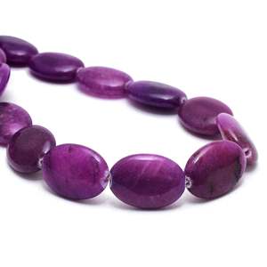 Perles d'onyx ovales violet foncé naturel, 13 perles, 20x30mm, coupe lisse, certifiées par un tiers, bijoux du Rajasthan - Product Image 3