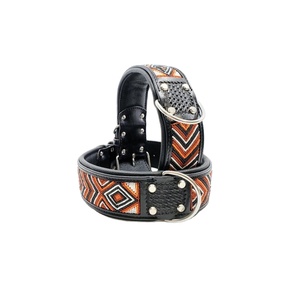 Nouvellement lancé solide motif cuir de vache rembourré collier de chien perle travail rivets décorés-fabricant direct grossiste fournisseur - Product Image 3