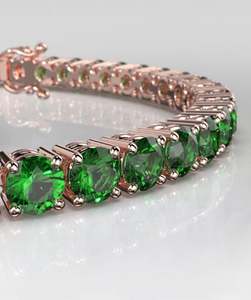 Brazalete de Tenis con Granates Verdes VVS1, Corte Ideal, Moissanita, Brazalete de Tenis de Oro, Todos los Tamaños - Product Image 2