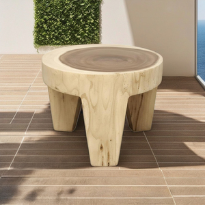Mesa de Centro Nunu de Madera de Suar Hecha a Mano, Altura Ajustable, Ecológica, Orgánica, Rústica, Minimalista, Venta al por Mayor, Tronco Sólido, para Sala de Estar - Product Image 3