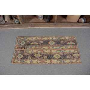 พรมตุรกีวินเทจ1.4x3.1ft พื้นที่ขนาดใหญ่สีเบจสีน้ำตาลวัสดุผ้าขนสัตว์ยางสี่เหลี่ยมเย็บปะติดปะต่อกันสำหรับห้องโถงพรมห้องนอน - Product Image 4