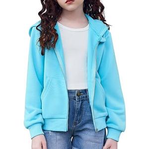 OEM BAS quantité minimale de commande French Terry Vêtements pour enfants Fermeture éclair Poches kangourou Oversize Winter Outerwear Sports Casual Kids Hooded For Girls - Product Image 3