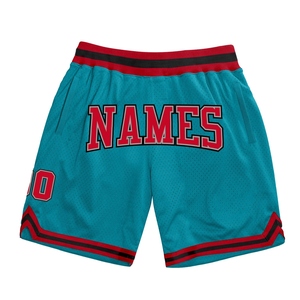 Industrie Direct Engro Sportswear Basketball <b>Shorts</b> Custom Teal <b>Red</b>-Black Authentic Throwback Basketball <b>Shorts</b> - Product Image 1