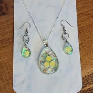 Boho Résine Époxy Bijoux Larme Goutte Narcisse Fleur Pendentif Véritable Fleur Séchée Collier pour Femmes Mariées Anniversaire De Mariage - Product Image 1