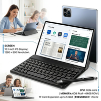 Tableta Educativa de 10.1 Pulgadas, Android 16, WiFi, Octa Core, 6GB de RAM, 64GB de ROM, Doble SIM, con Teclado Inalámbrico