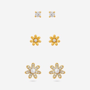 18K Gold Vintage Flower Drop <b>Earrings</b> Emerald Cut Diamond 92.5 <b>Silver</b> <b>Stud</b> <b>Earrings</b> Trendy 14K Gold Jewelry Main Material 188319 - Product Image 1