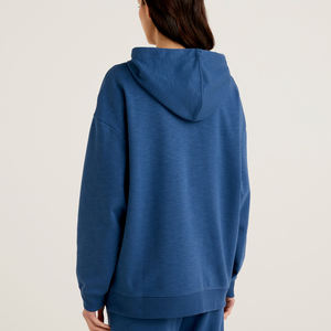 Blue Color Ladies Plain Hoodies <b>Fleece</b> <b>Top</b> Sale Casual Hoodie Custom Logo French Terry <b>Fleece</b> Sports Heavyweight Pullover Hoodie - Product Image 2