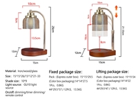 Lampe chauffante personnalisable en gros avec base en bois en forme de goutte d'eau gradateur électrique réglage du logo verre matériel