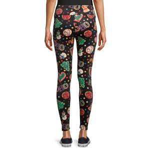 Leggings de yoga pour femmes à taille haute, imprimé Noël, longueur intégrale, extensibles dans les quatre sens, en spandex et polyester, avec design appliqué - Product Image 2