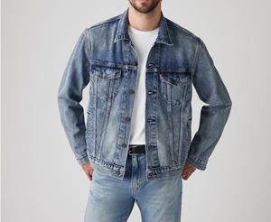 Chaqueta vaquera lavada Vintage personalizada de alta calidad OEM para hombre, diseño Reversible, cuello levantado, patrón de letras, logotipo frontal, forro polar - Product Image 1