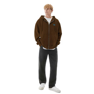 Sudaderas holgadas con cremallera de gran tamaño para hombre con puños acanalados y bolsillo dividido para moda callejera para hombre de peso pesado con cremallera de gran tamaño - Product Image 6