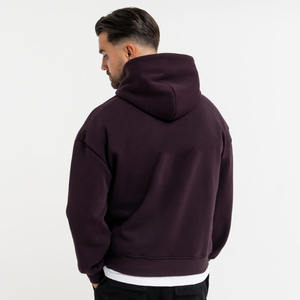 Sudadera con Capucha Bordada Color Granate para Hombre, de Algodón Grueso Personalizado, Estilo Holgado, 400-500 Gramos, Ecológica - Product Image 2