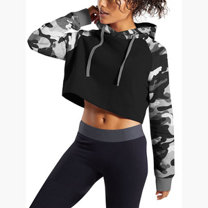 Sudadera con capucha corta de gran tamaño para mujer de moda de manga larga de Color sólido con capucha para Joggers Yoga o trajes Casuales - Product Image 1
