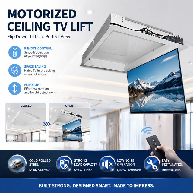 Motorized Flip Down Drop Down Living Room Motorized TV Mounts Hidden Into TV Ceiling Lift Machenism Motorized TV Lift Ceiling