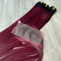 Cheveux humains vietnamiens ombrés bordeaux, dentelle transparente SDD, lisses comme des baguettes, prix de gros