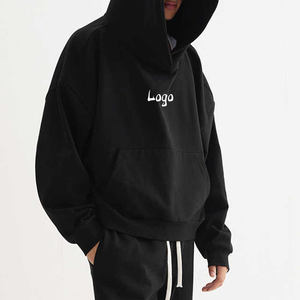 Venta al por mayor de alta calidad 100% algodón personalizado bordado Color pulóver negro de los hombres de ajuste regular nuevo estilo otoño Sudadera con capucha - Product Image 3