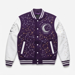 Mixed Media Varsity <b>Jacket</b> Custom Bomber Original Wool Body PU Sleeves Snap Button Streetwear Casual Unisex Outerwear <b>Jacket</b> - Product Image 1