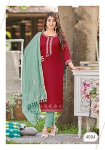 Reyon ทอผ้าด้วยการพิมพ์ kurti ด้วยงานปักและงานฝีมือและดิบัตต้ามัสลิน Jacquard - Product Image 6