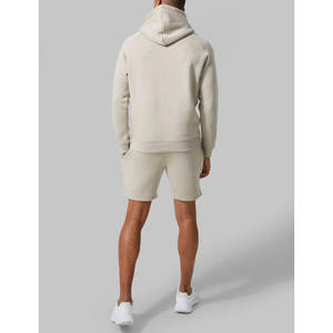 ชุดเซ็ตฮู้ดดี้และกางเกงขาสั้นผ้าฝ้ายฟลีซคุณภาพสูงสำหรับผู้ชาย สกรีนโลโก้ได้ ชุดลำลองสไตล์สตรีทแวร์ ไซส์ใหญ่ สีพื้น ชุดฤดูร้อน - Product Image 5