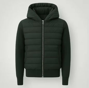 Custom Men's Slim Fit Zip-Up <b>Waterproof</b> Stand Hybrid <b>Jacket</b> Factory Price Warm Front Cotton Filled <b>Thin</b> Padded Wool Winter - Product Image 3