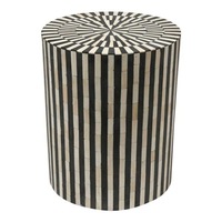 Tabouret indien artisanal haut de gamme en os incrusté, meuble en bois indien de qualité supérieure avec résine, table d'appoint tendance en os pour salon