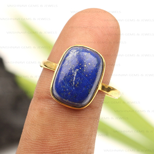 Vente chaude Naturel Lapis Lazuli Bague En Argent Sterling 925 À La Mode Bague 18K Micron Plaqué Or Éternité Vermeil pour Femmes - Product Image 3