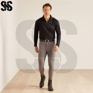 Sous-vêtement de base pour l'équitation pour homme, couleur unie noire, mélange de polyester/spandex hautement extensible, séchage rapide, anti-odeur, body shaper équestre - Product Image 4