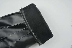 Gants d'hiver en cuir de mouton avec logo personnalisé, mitaines chaudes en polaire et épaisses pour l'automne et l'hiver, coupe-vent, écran tactile - Product Image 4