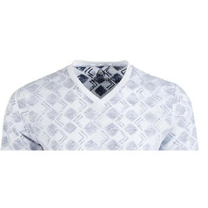 T-shirt da uomo American Rag oversize con scollo a V, fantasia geometrica, blu navy, 220 g/m² in tessuto a maglia, stampa oversize - Product Image 2