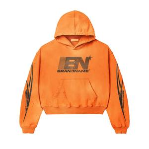 เสื้อฮู้ดดี้ผ้าฟลีซวินเทจแบบสั่งทำพิเศษสำหรับผู้ชาย ล้างสีซีดแบบซันเฟด ผ้าฝ้าย 100% พิมพ์ลายดิจิทัล เสื้อผ้าสตรีทแวร์สำหรับฤดูหนาว ขายส่ง - Product Image 3