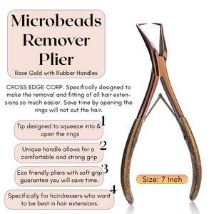 Wholesale Hair Extension <b>Tools</b> Micro Beads Remover Plier kit Rose Gold Stainless Steel Hair Pulling <b>Hook</b> <b>Tool</b> sets Beads Pliers - Product Image 3