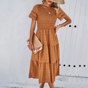 Dropshipping abiti estivi alla moda tinta unita abito cavo da <span class=keywords><strong>donna</strong></span> <span class=keywords><strong>Boho</strong></span> spiaggia a maniche corte <span class=keywords><strong>abbigliamento</strong></span> da <span class=keywords><strong>donna</strong></span> - Product Image 5